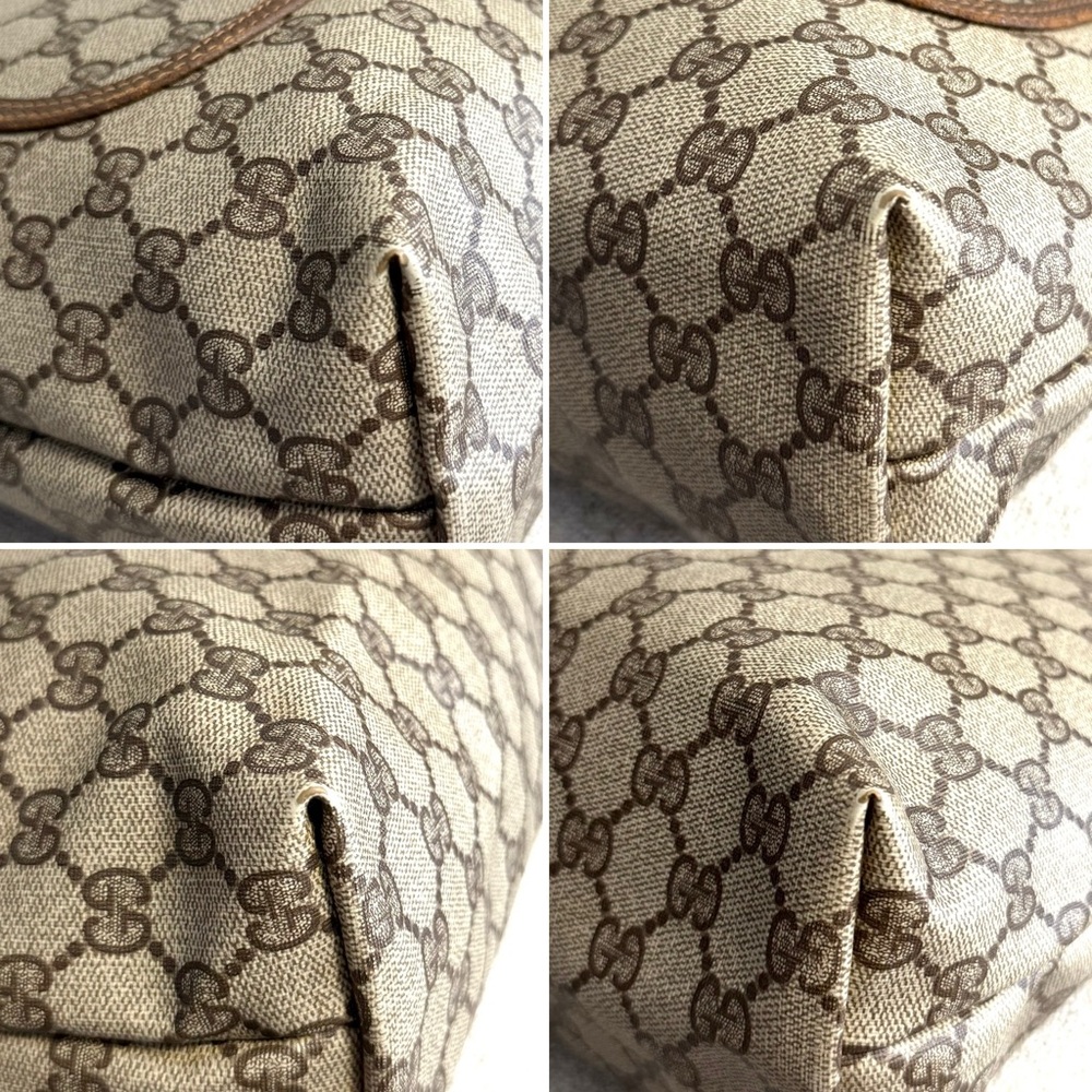 Gucci authentic brown monogram coated canvas tote bag ribbon handles - Picture 14 of 16